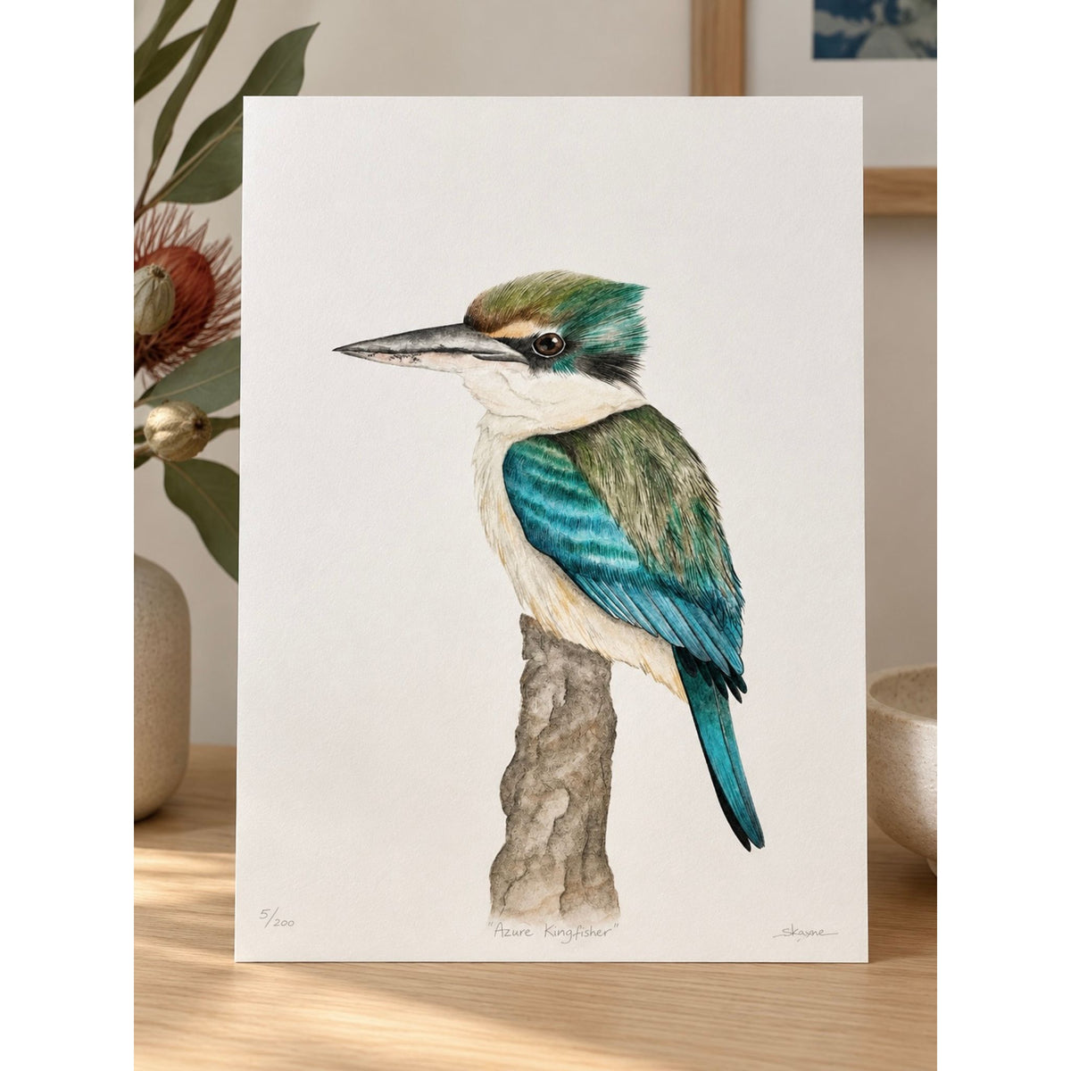 azure kingfisher print