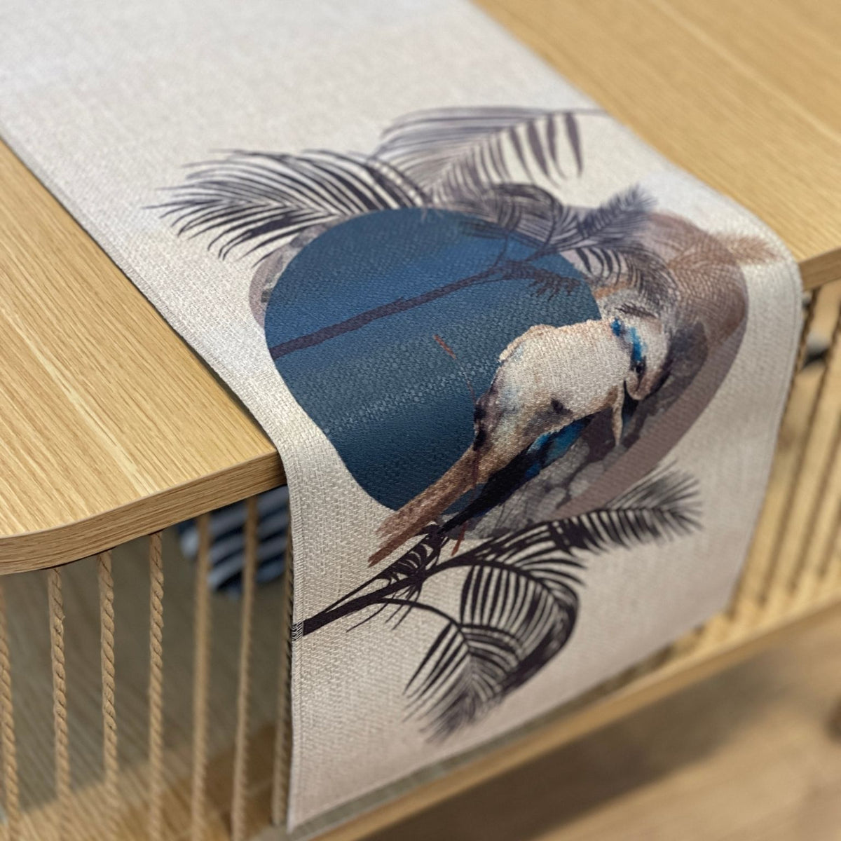 hand made kookaburra blue runner