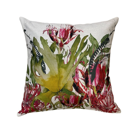 pink green floral cushion