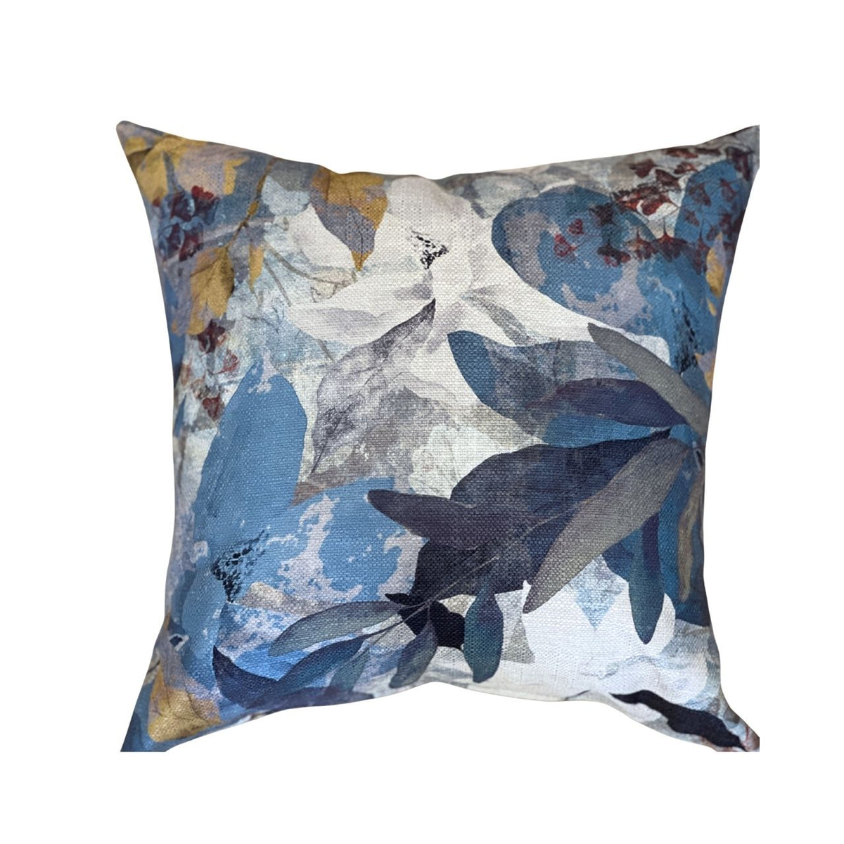 blue pick white floral cushion