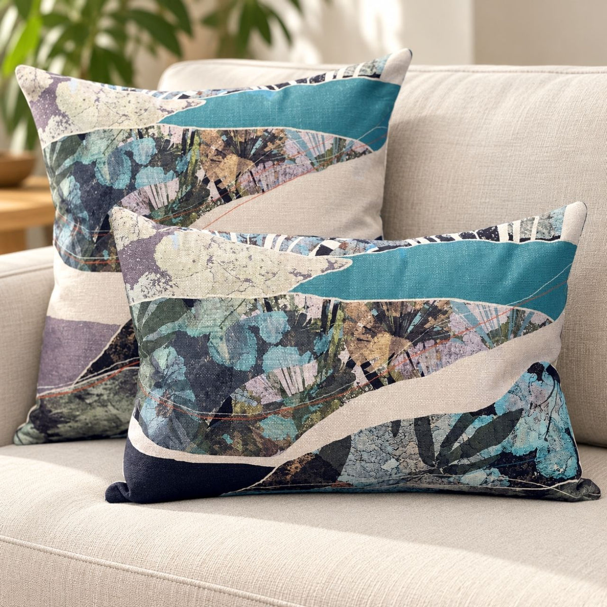 handmade cushion beach blue