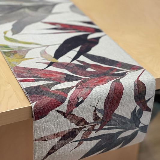 leaves table runner brown green modern