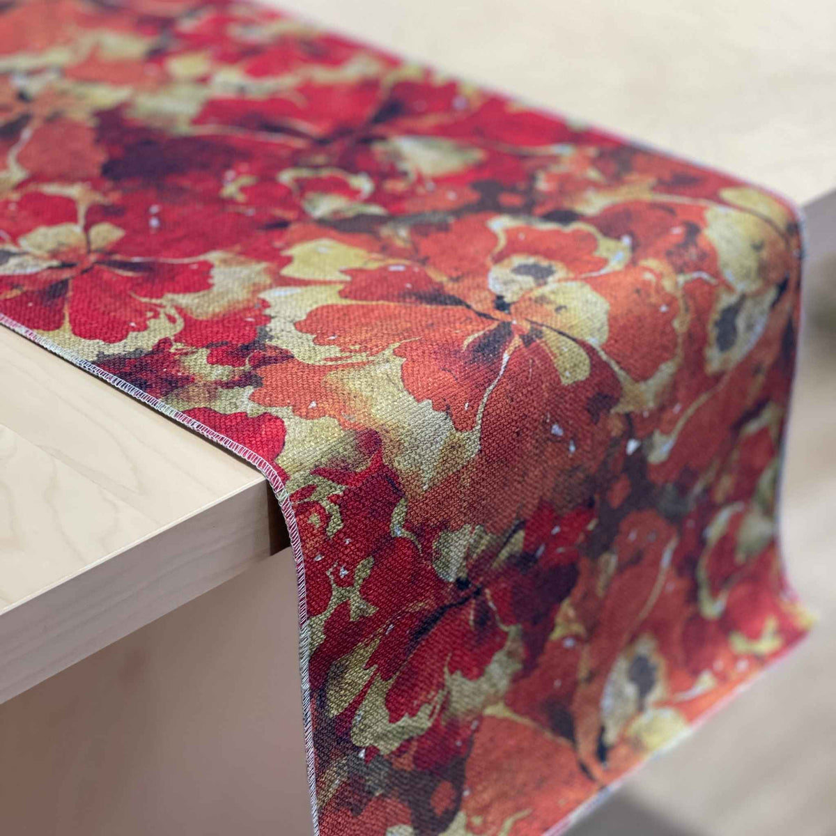 orange yellow floral able runner