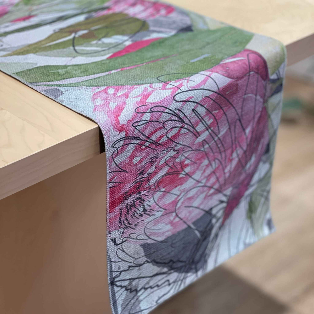 pink green mandmade runner